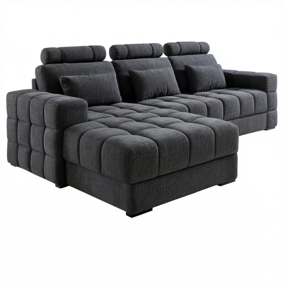 Modułowa sofa w kształcie U z dwoma szezlongami, grafitowa, 330 × 210 × 95 cm
