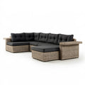 5-osobowa narożna sofa ogrodowa z rattanu syntetycznego PE, beżowo-czarna, 240 x 180 x 85 cm