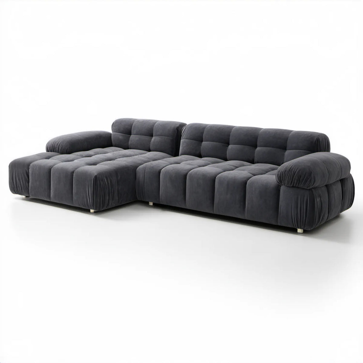 Modułowa sofa narożna w kształcie U z aksamitną tapicerką, ciemnoszara, 330 × 170 × 85 cm