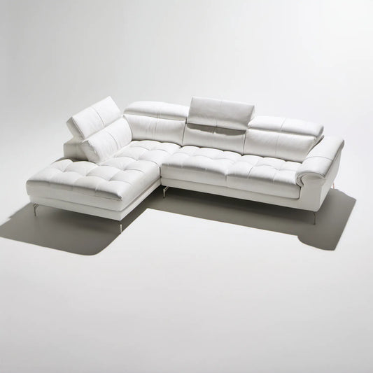 Biały narożnik w kształcie litery L z tapicerką ze skóry syntetycznej PU, 285 × 220 × 92 cm